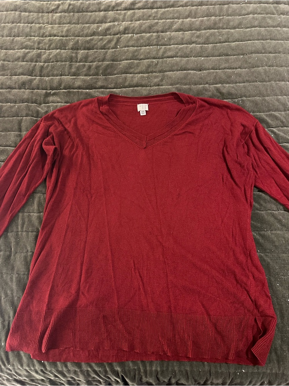 Women's Deep Red V-Neck Sweater